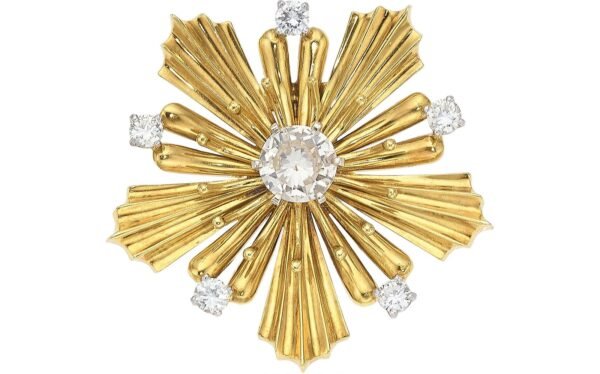 Retro Cartier Diamond, Platinum, Gold Brooch